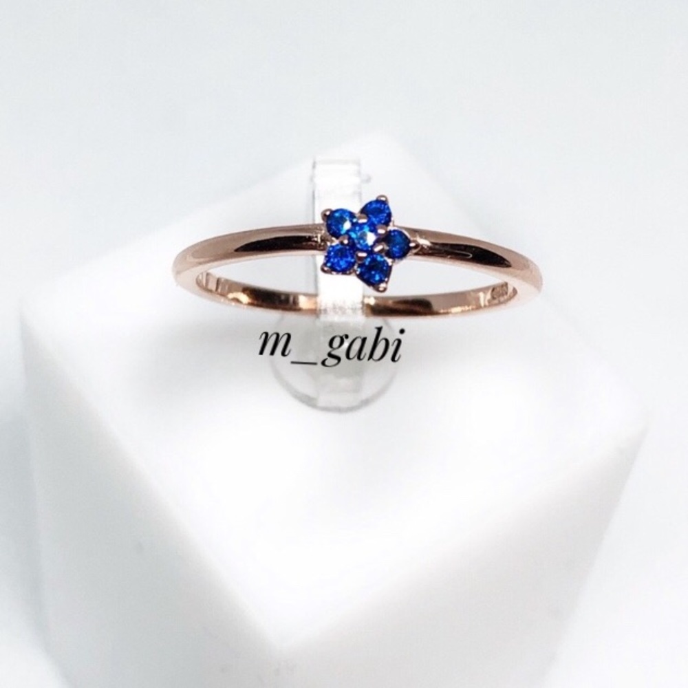 💍925 Sterling silver rose gold blue crystal ring - Picture 2 of 4